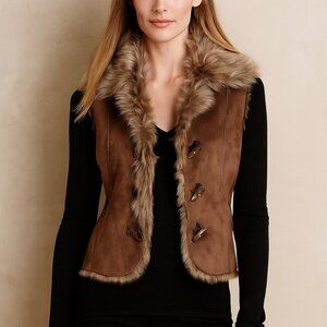 Vintage Elie Tahari Faux Suede & Faux Fur Vest Size XS